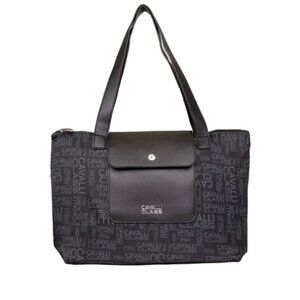 NEW WITH TAGS Cavalli Class Large Black Logo Tote Bag